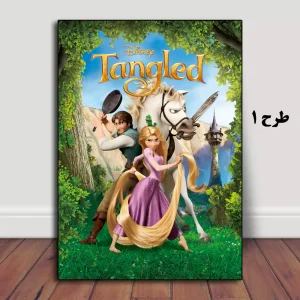 تابلو انیمیشن Tangled 2010 طرح راپونزل و فلین رایدر در قایق، مناسب دکور اتاق کودک