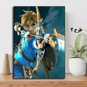 تابلو بازی زلدا Breath of the Wild - Link در حال استفاده از Sheikah Slate در شب